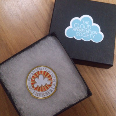 My shiny, new Cloud Appreciation Society member badge!